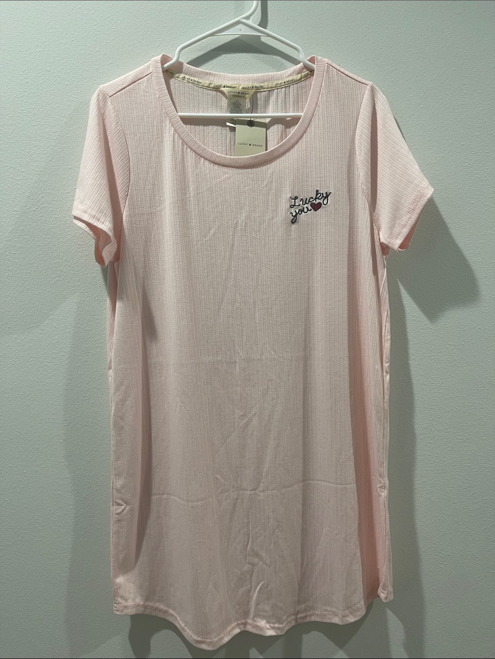 Lucky Brand  Pink 'Lucky You' Short Sleeve Nightshirt NWT Size M